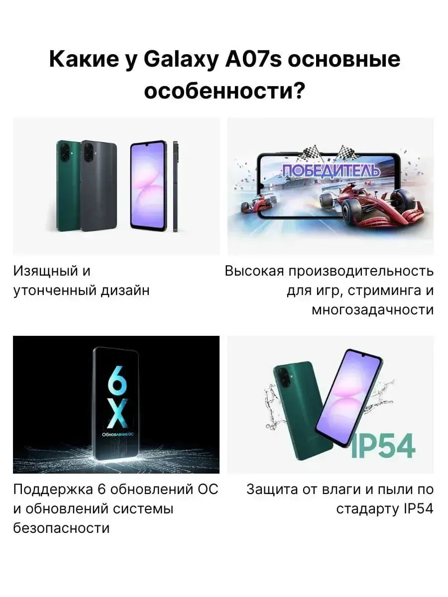 Смартфон Samsung Galaxy A07s 4/128 ГБ, Black